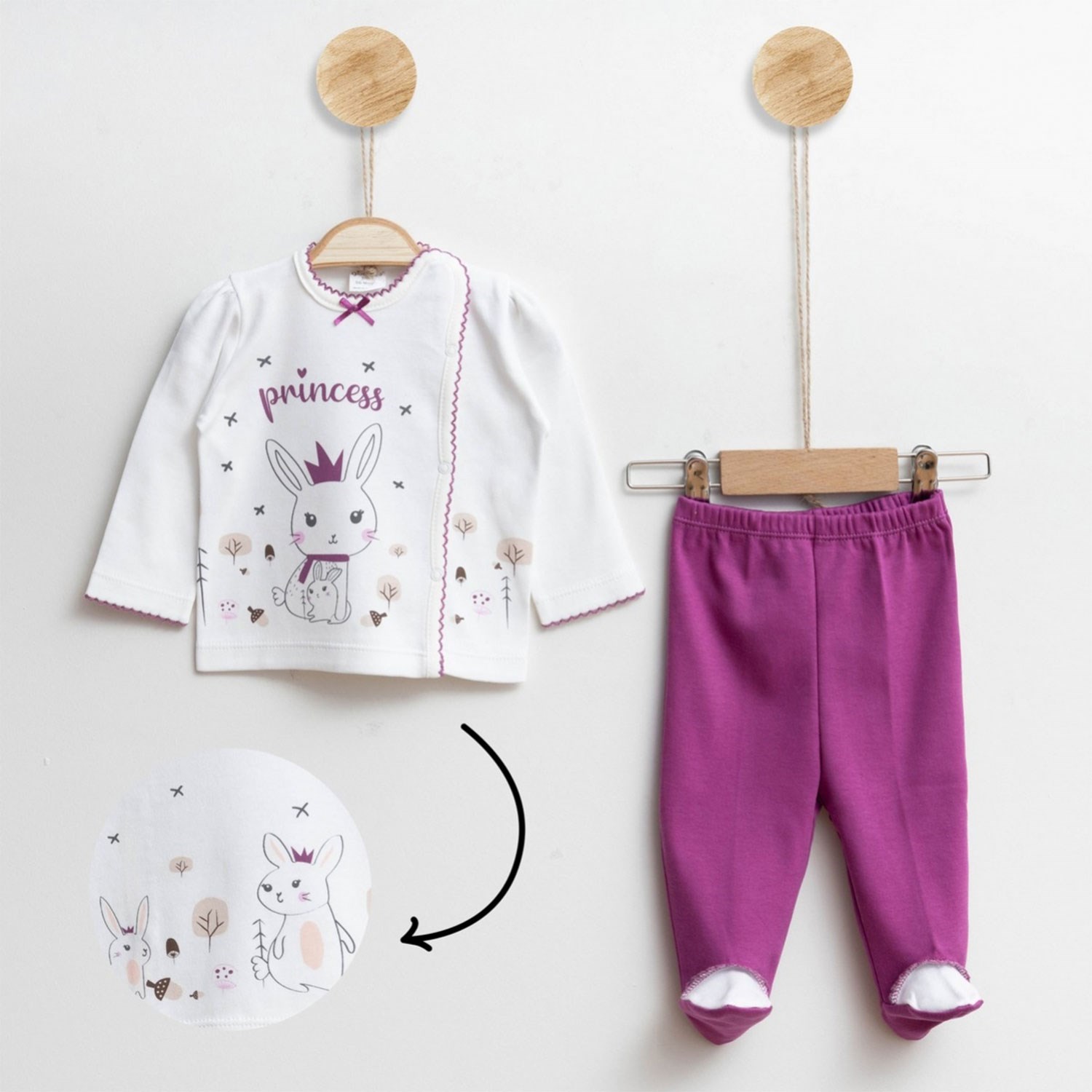 Gümüş Baby Tavşanlı 2'li Bebek Takımı 40R Mor