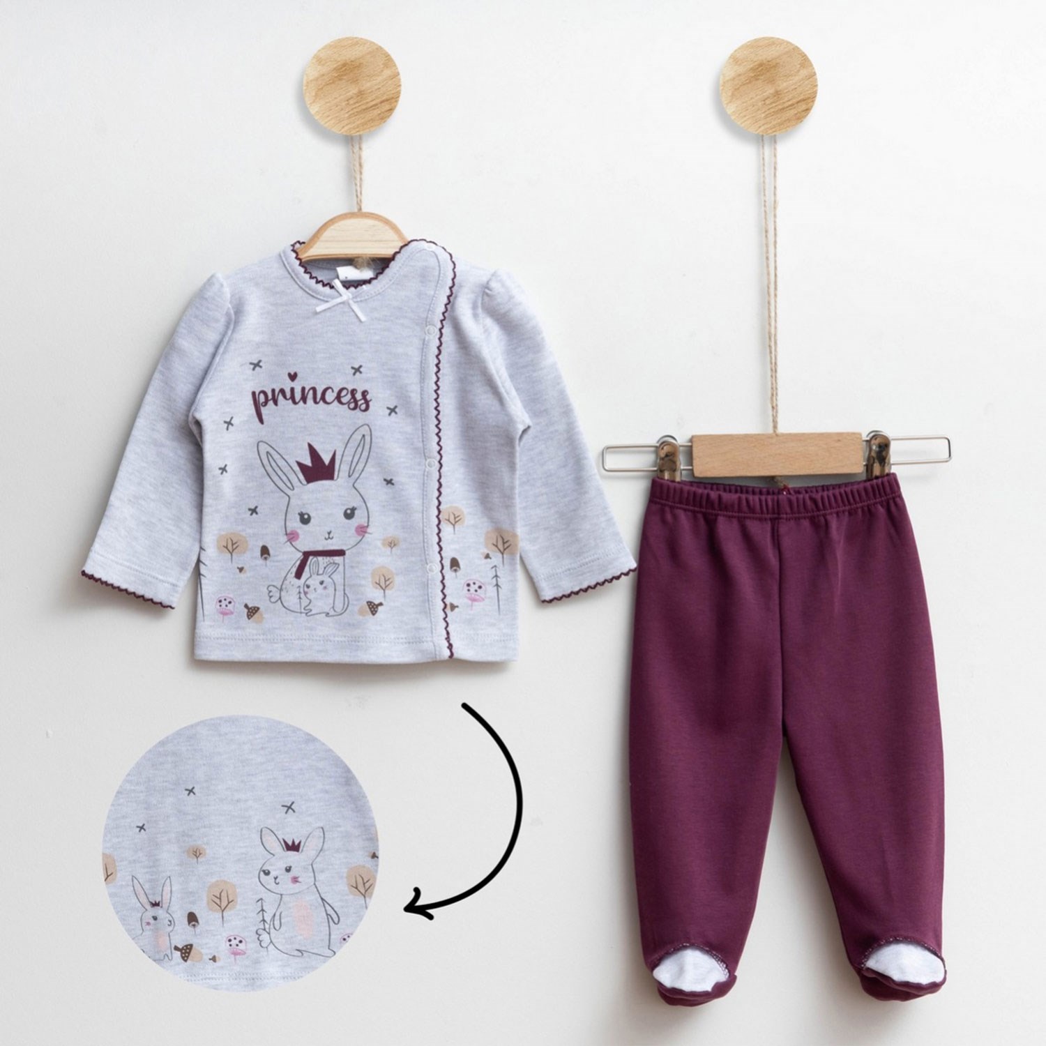 Gümüş Baby Tavşanlı 2'li Bebek Takımı 40R Mürdüm