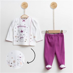 Gümüş Baby Tavşanlı 2'li Bebek Takımı 40R Mor