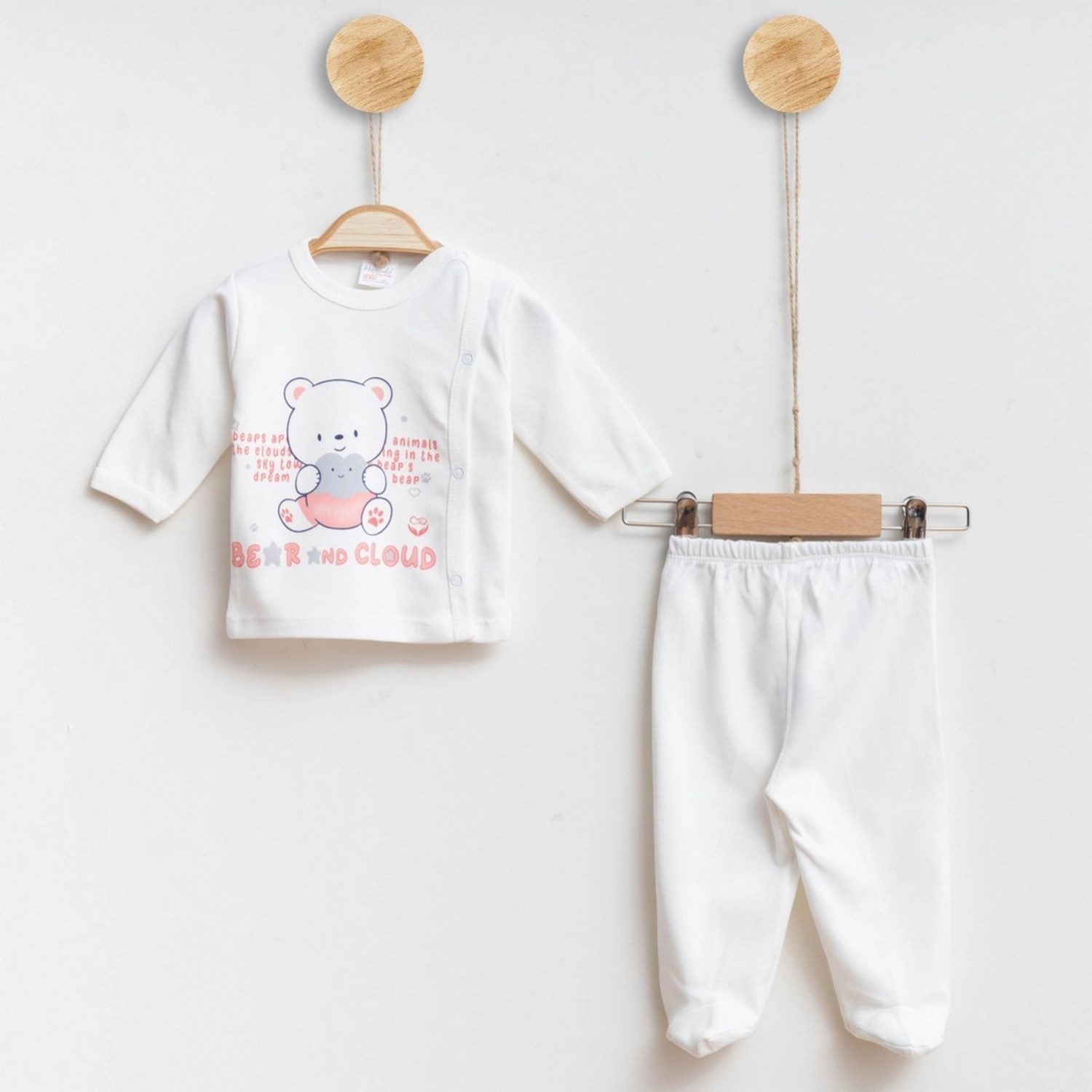 Hoppala Baby Bear 2li Bebek Takımı 1008R Krem