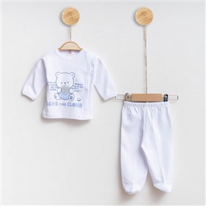 Hoppala Baby Bear 2li Bebek Takımı 1008R Beyaz