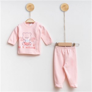 Hoppala Baby Bear 2li Bebek Takımı 1008R Pudra