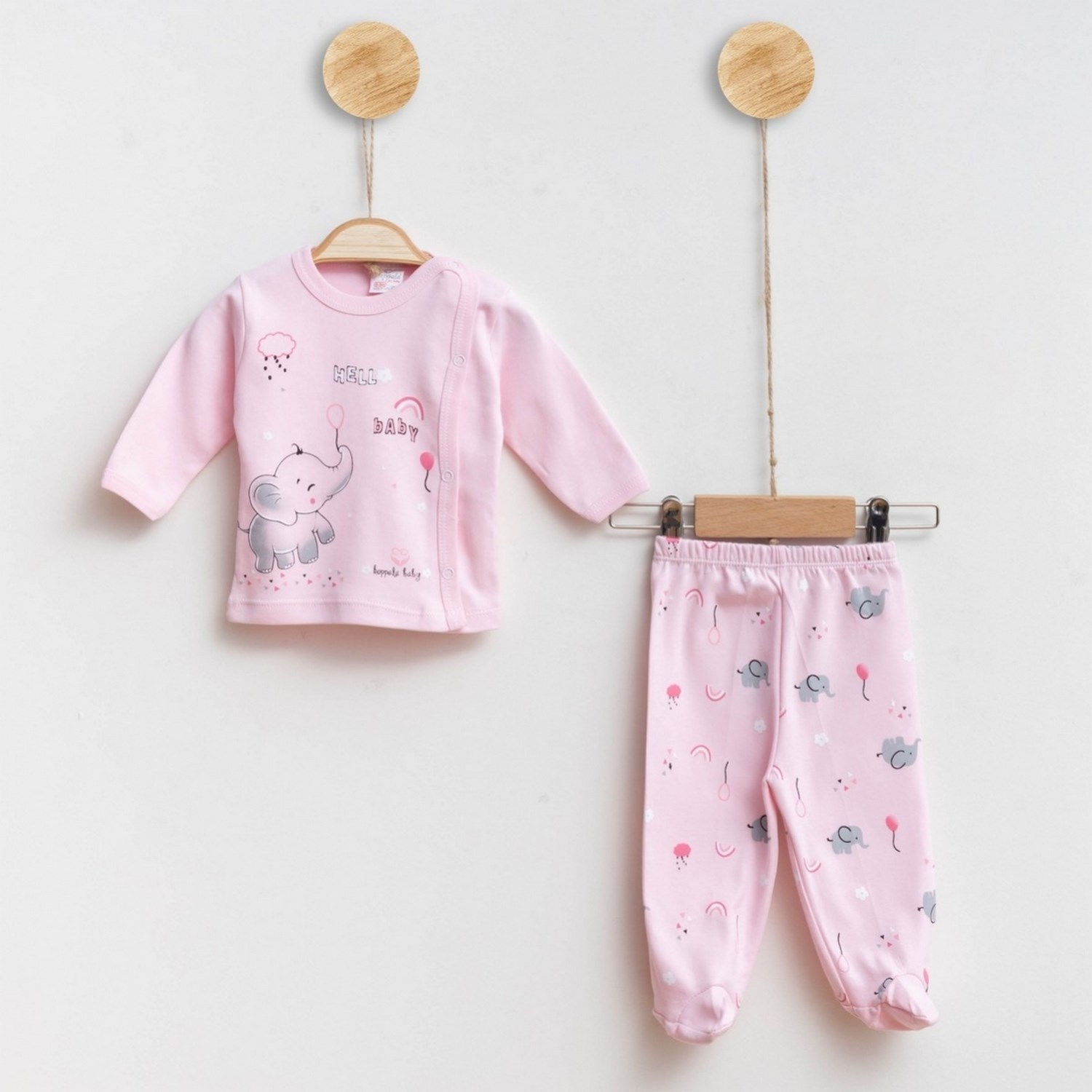Hoppala Baby Hello 2li Patikli Bebek Takımı 1502R Pembe
