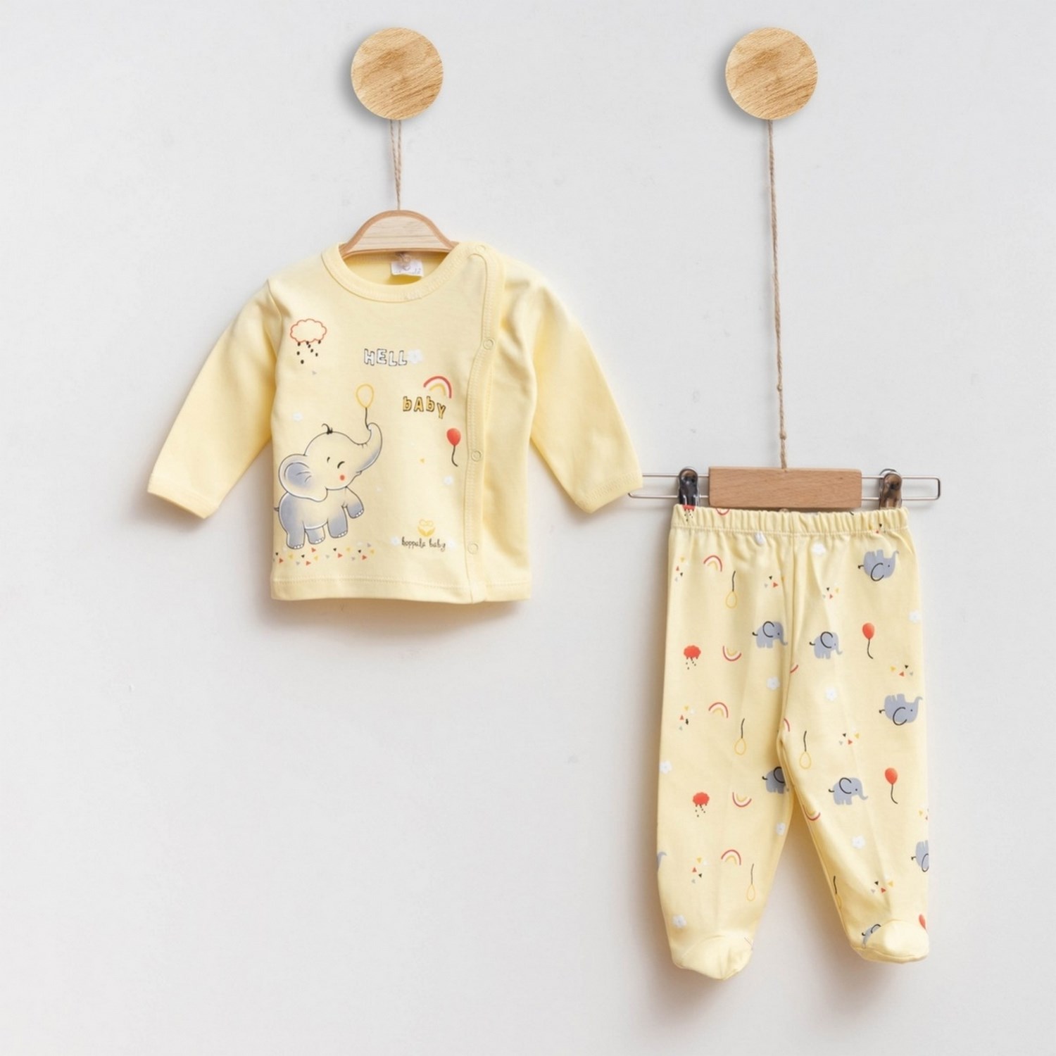 Hoppala Baby Hello 2li Patikli Bebek Takımı 1502R Sarı