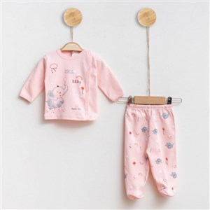 Hoppala Baby Hello 2li Patikli Bebek Takımı 1502R Pudra