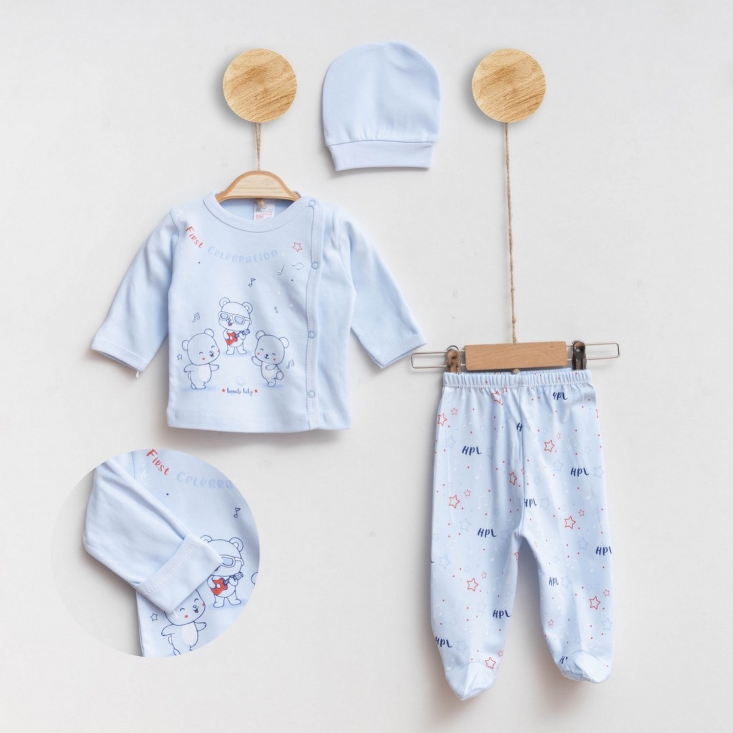 Hoppala Baby Celebration 3lü Bebek Takımı 1016R Mavi