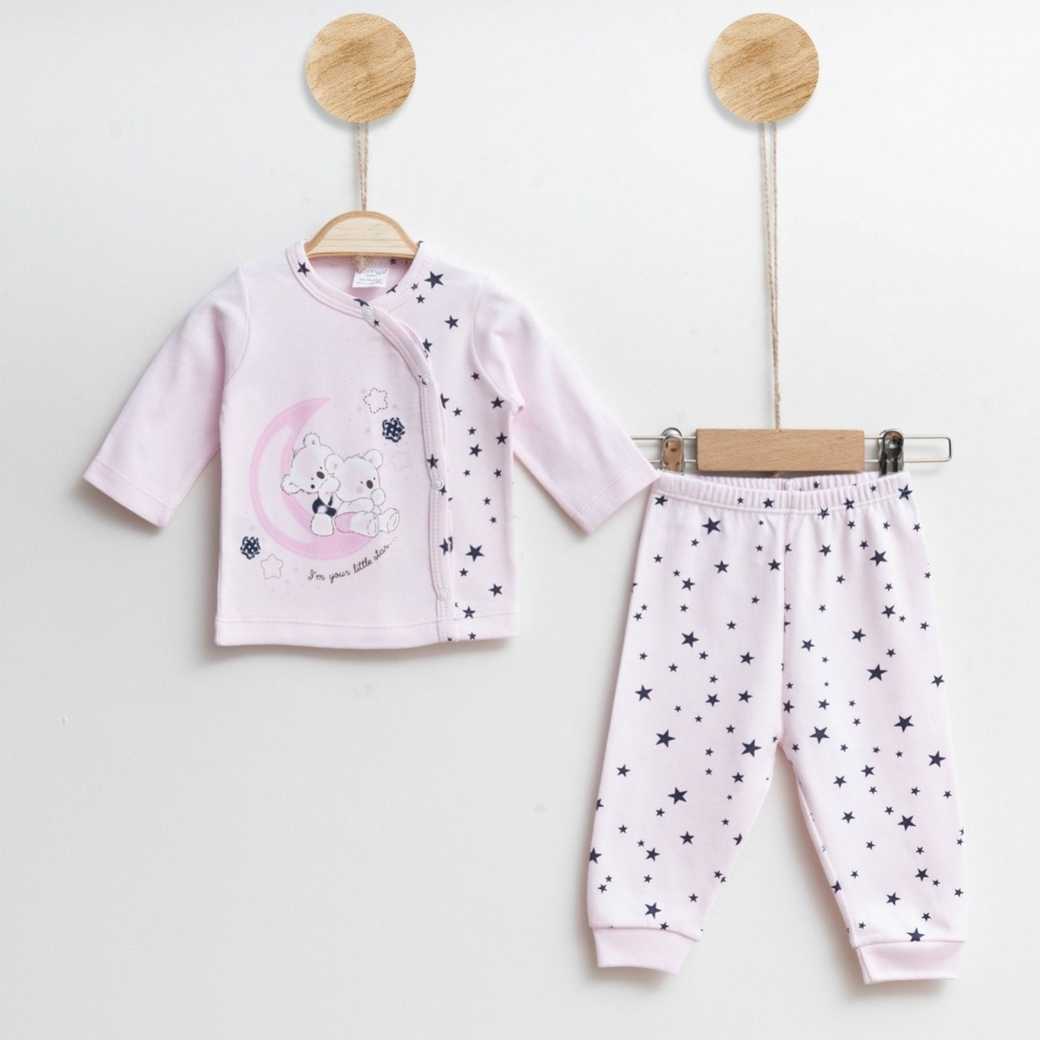 Gümüş Baby Yıldız Ay 2'li Bebek Takımı 35R Pembe