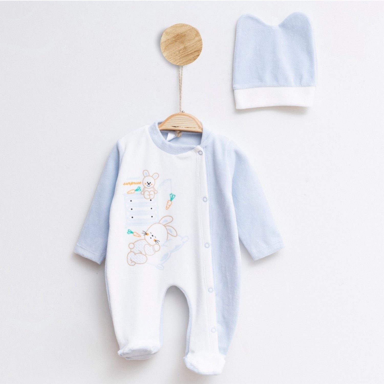 Melish Bebe Tavşan Bebek Tulumu 1602R Mavi