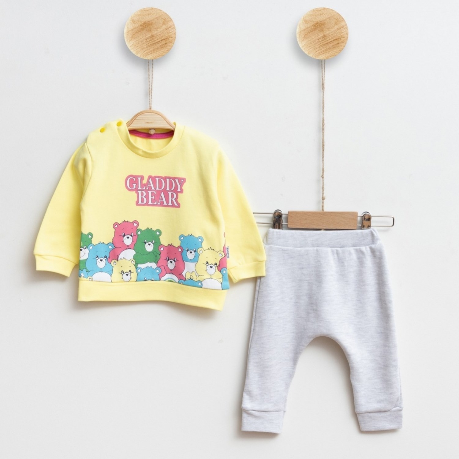 Mini Sempatik Gladdy Bear Baskılı 2'li Bebek Takımı 151R Sarı