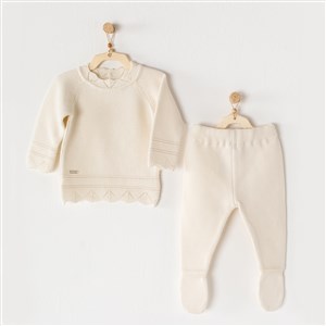 Andywawa Knitwear Triko 2'li Bebek Takımı AC23201 Ekru