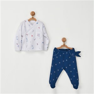 Andywawa Little Sailor 2'li Bebek Takım AC22634R Beyaz