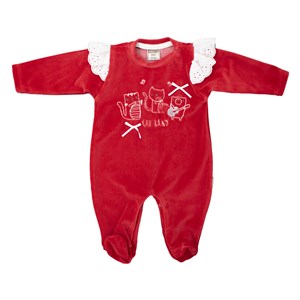 Bebitof Cat Kadife Bebek Tulumu 70146 Kırmızı