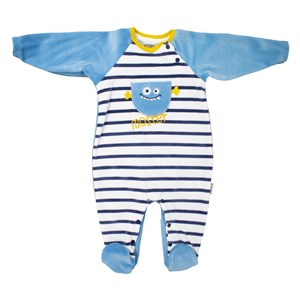 Bebitof Monster Kadife Bebek Tulumu 70136 Mavi