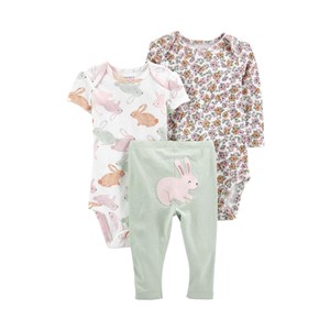 Carter's Layette Kız Bebek 3'lü Body Pantolon Set 1N724910 Çok Renkli