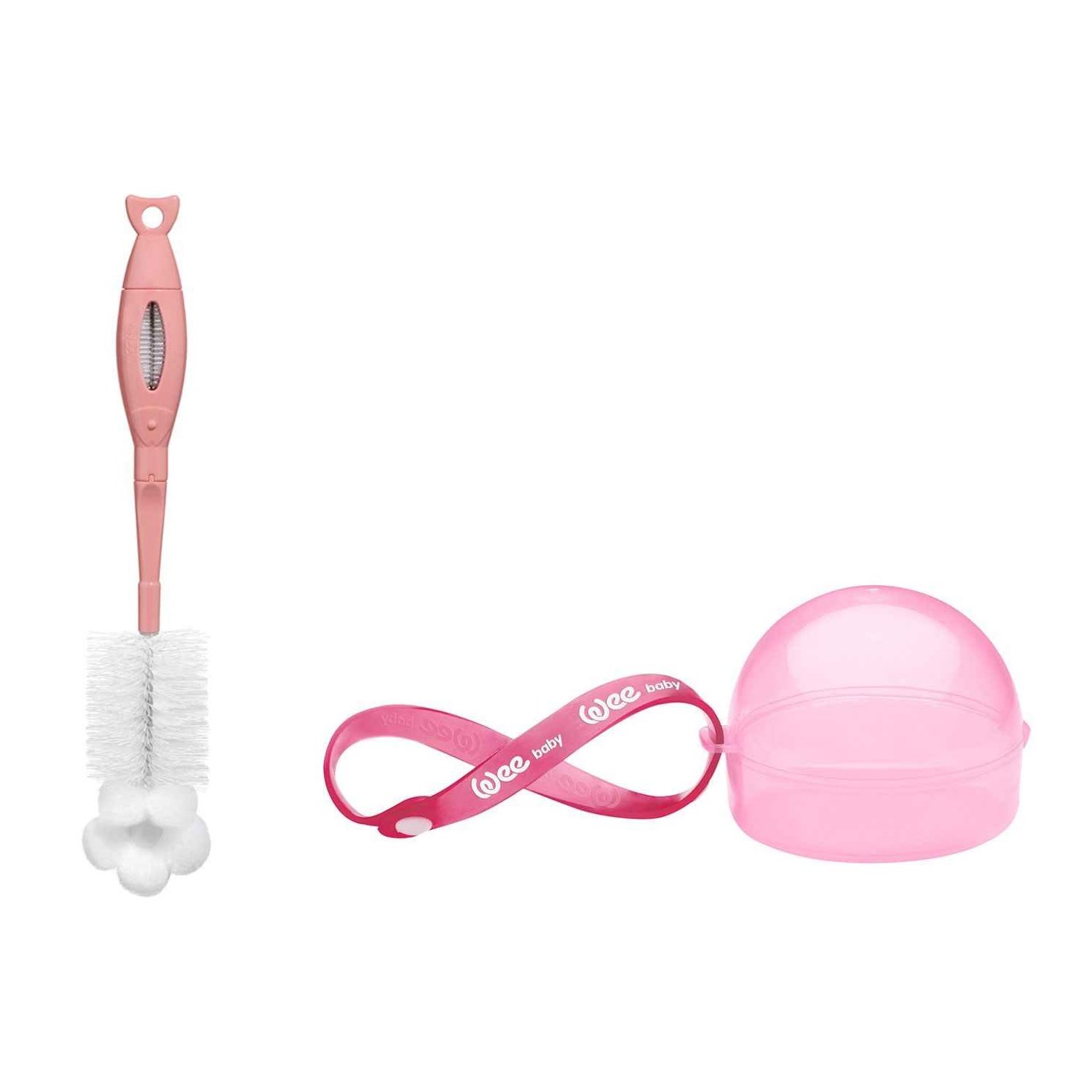 Wee Baby Biberon Temizleme Seti ve Emzik Saklama Kabı Pembe