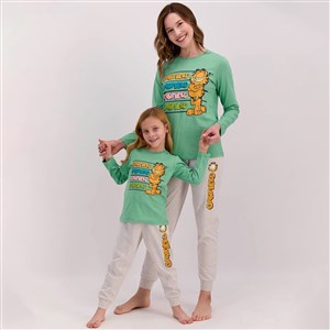 Garfield Kız Çocuk Pijama Takımı L1412-3 Yeşil