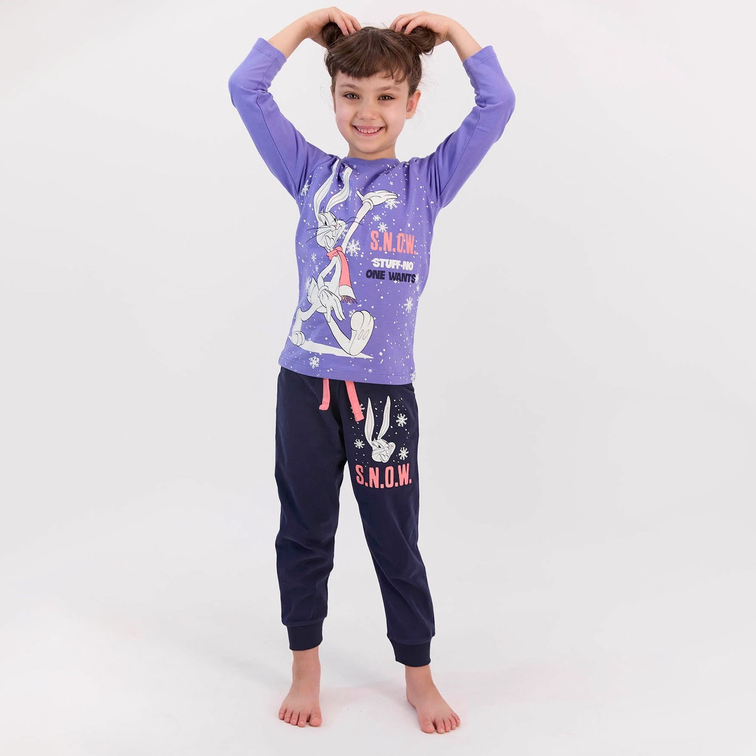 Looney Tunes Kız Çocuk Pijama Takımı L1406-3 İndigo