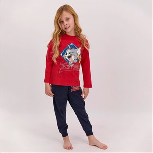 Tom and Jerry Kız Çocuk Pijama Takımı L1409-3 Kırmızı