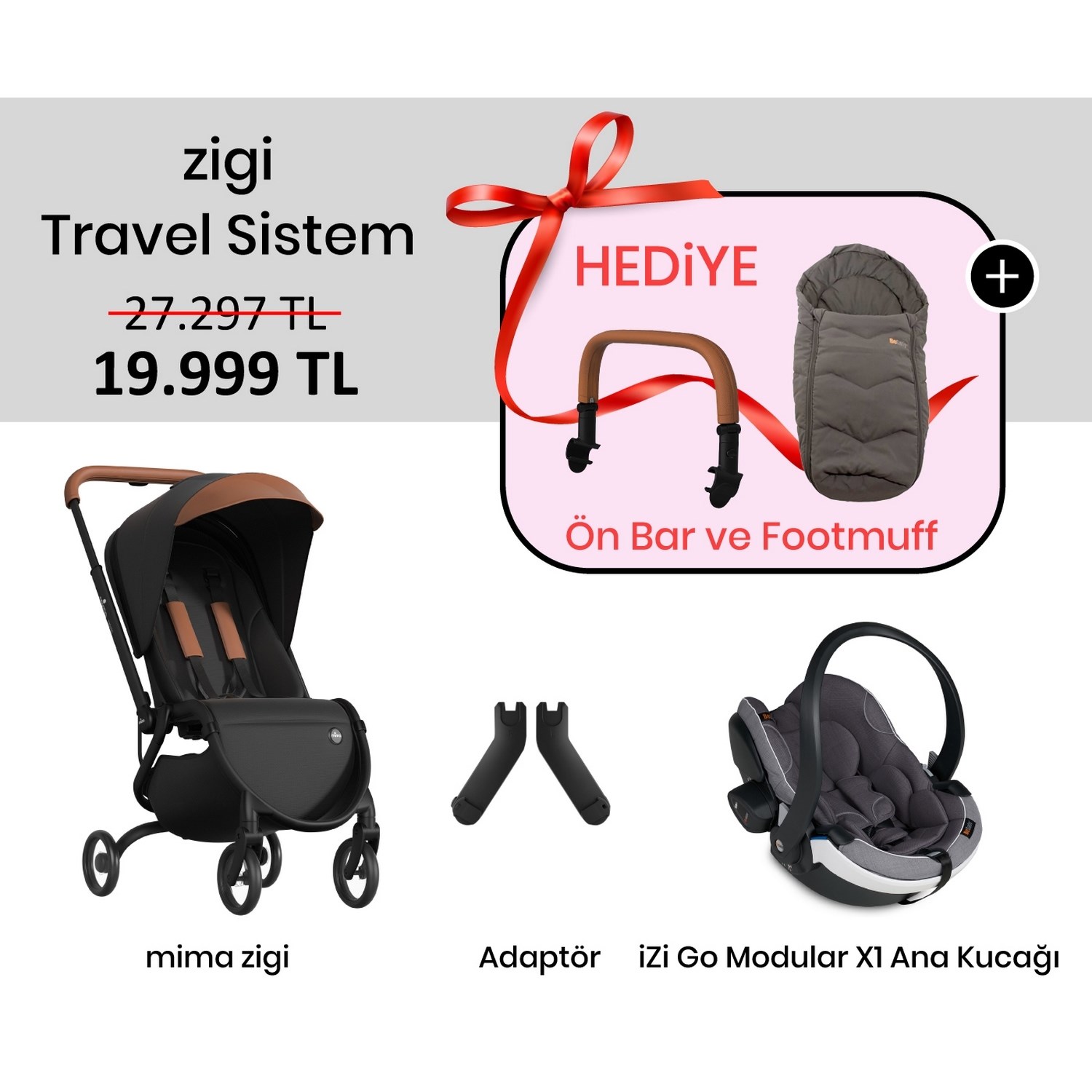 Mima Zigi Travel Sistem Bebek Arabası Metallic Melange