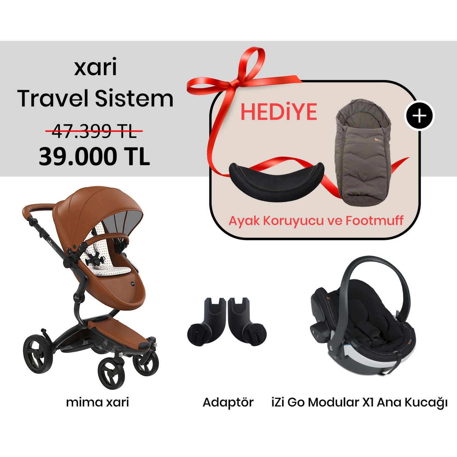 Mima Xari Travel Sistem Bebek Arabası Camel-Sandy Beige