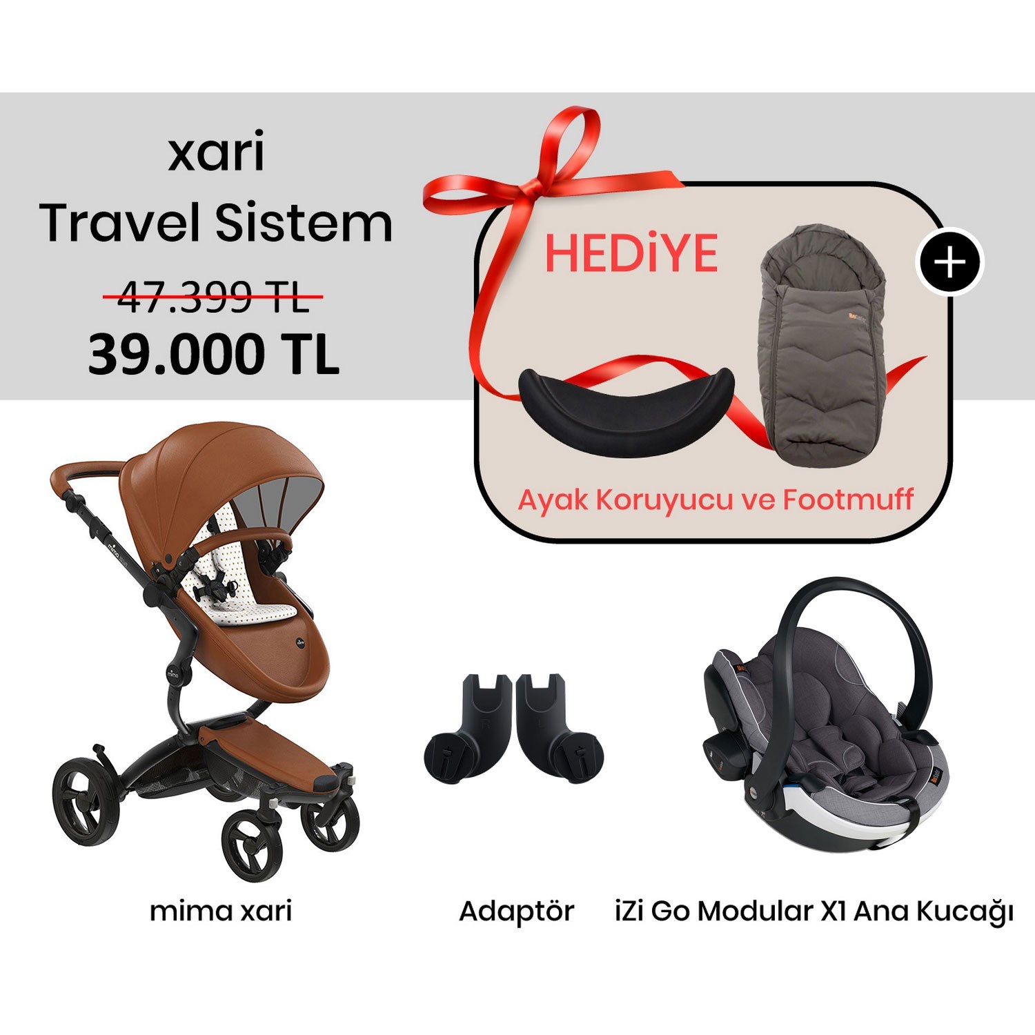Mima Xari Travel Sistem Bebek Arabası Camel-Metallic Melange
