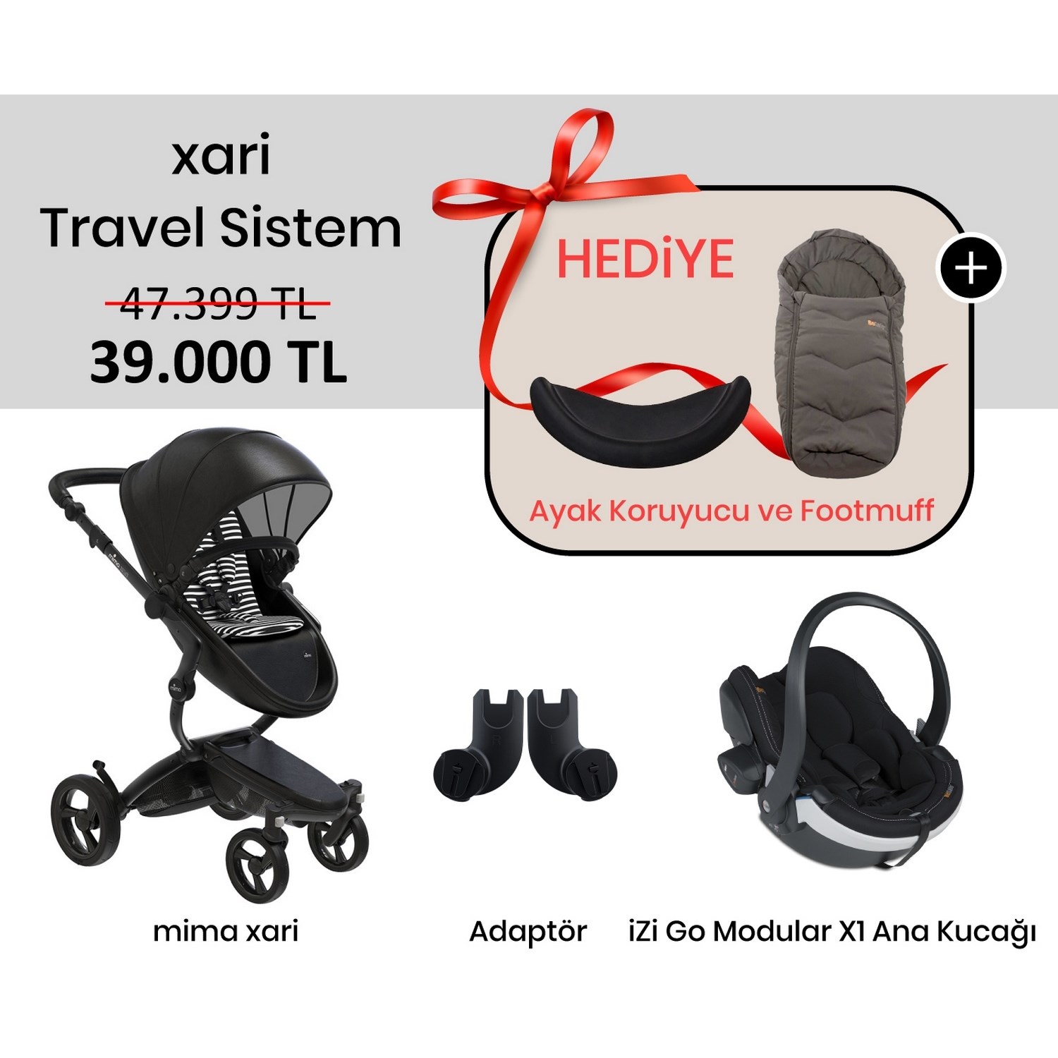 Mima Xari Travel Sistem Bebek Arabası Black