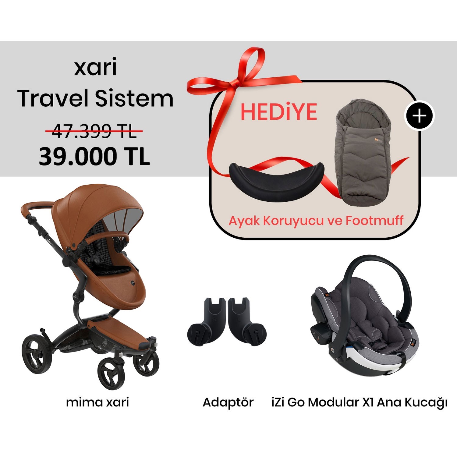 Mima Xari Travel Sistem Bebek Arabası Black-Camel