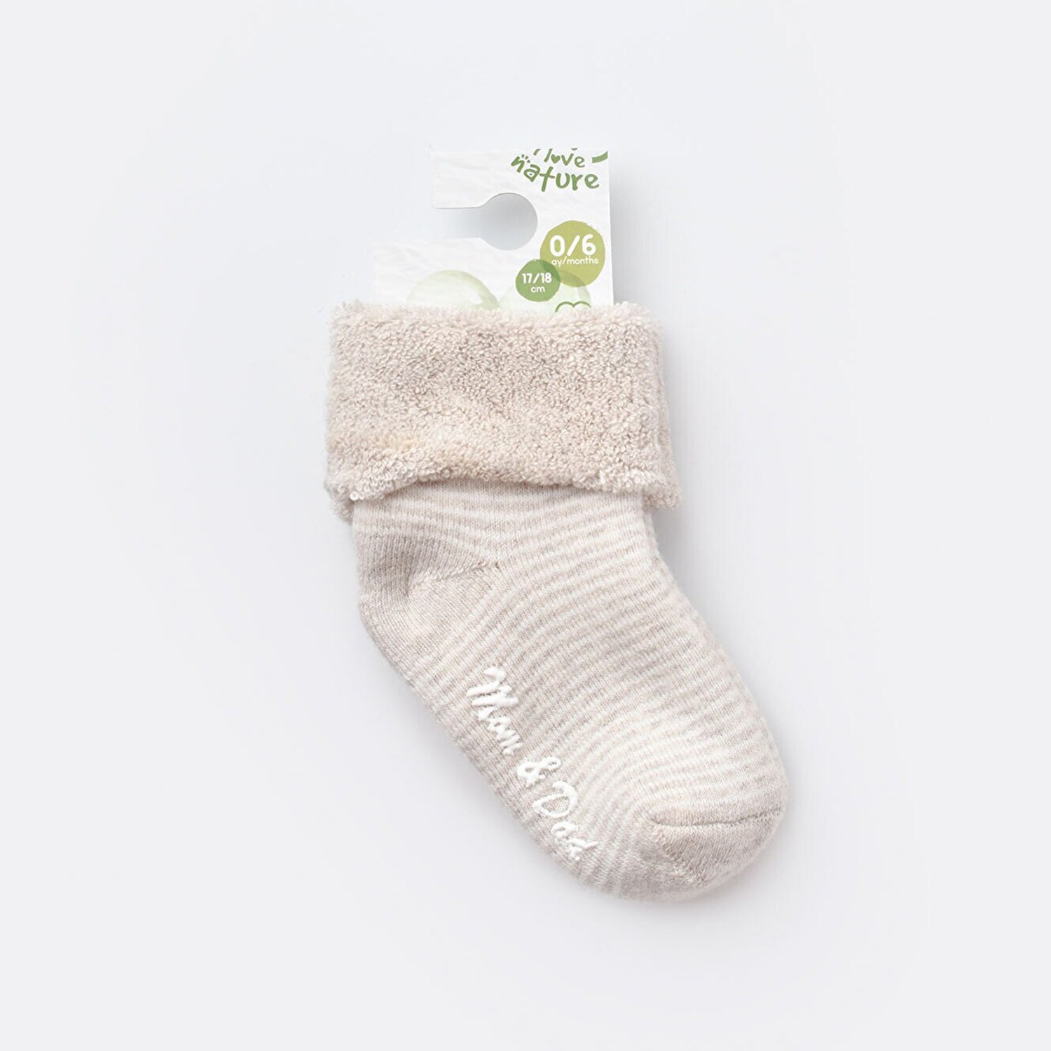 Biorganic Mom   Dad Kaymaz Bebek Çorabı 68354 Bej