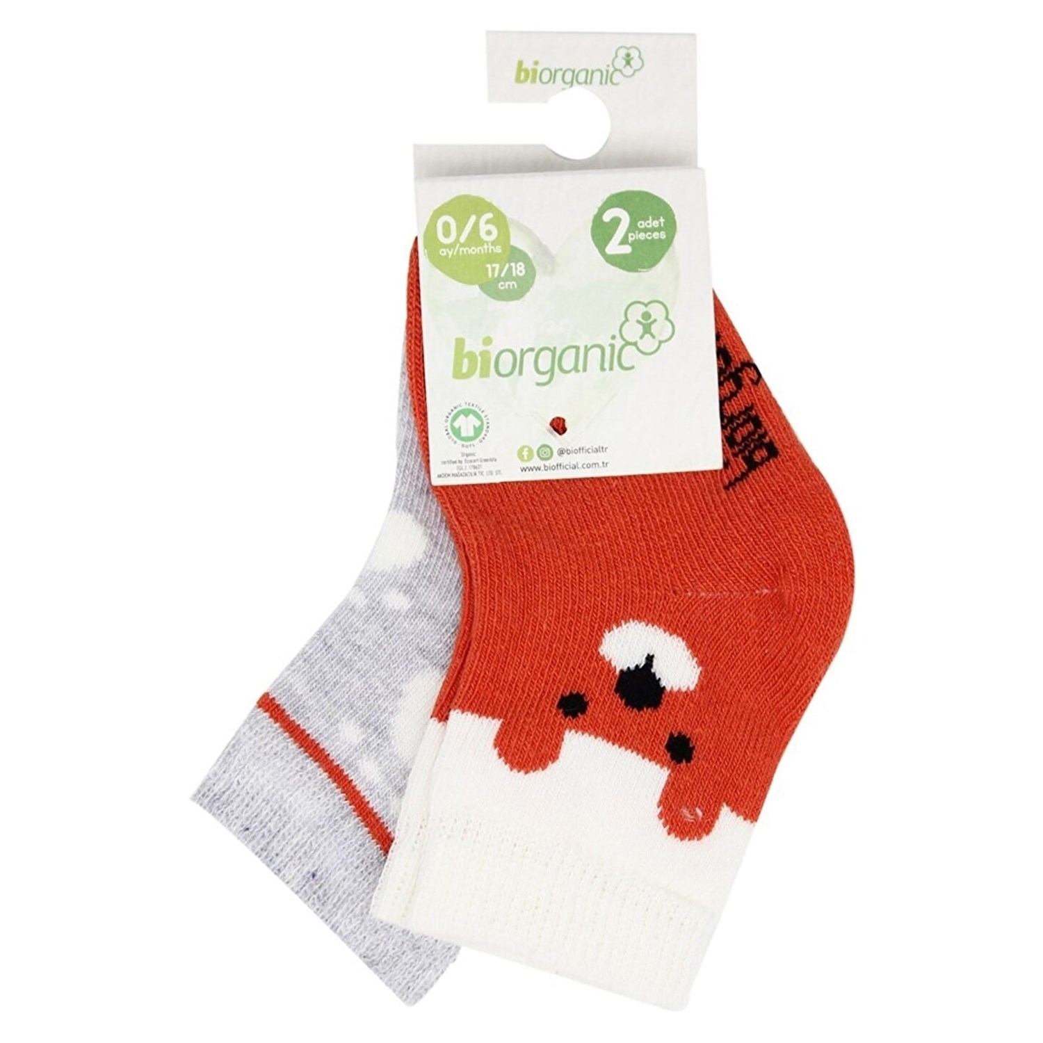 Biorganic Happy Bear 2'li Bebek Çorabı 68409 Kiremit