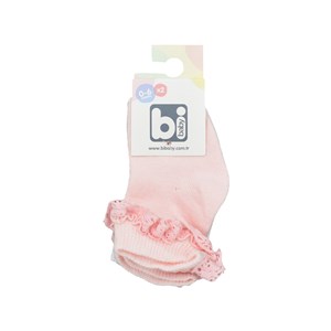 Bibaby Dantelli 2'li Bebek Çorabı 68231 Pembe-Ekru