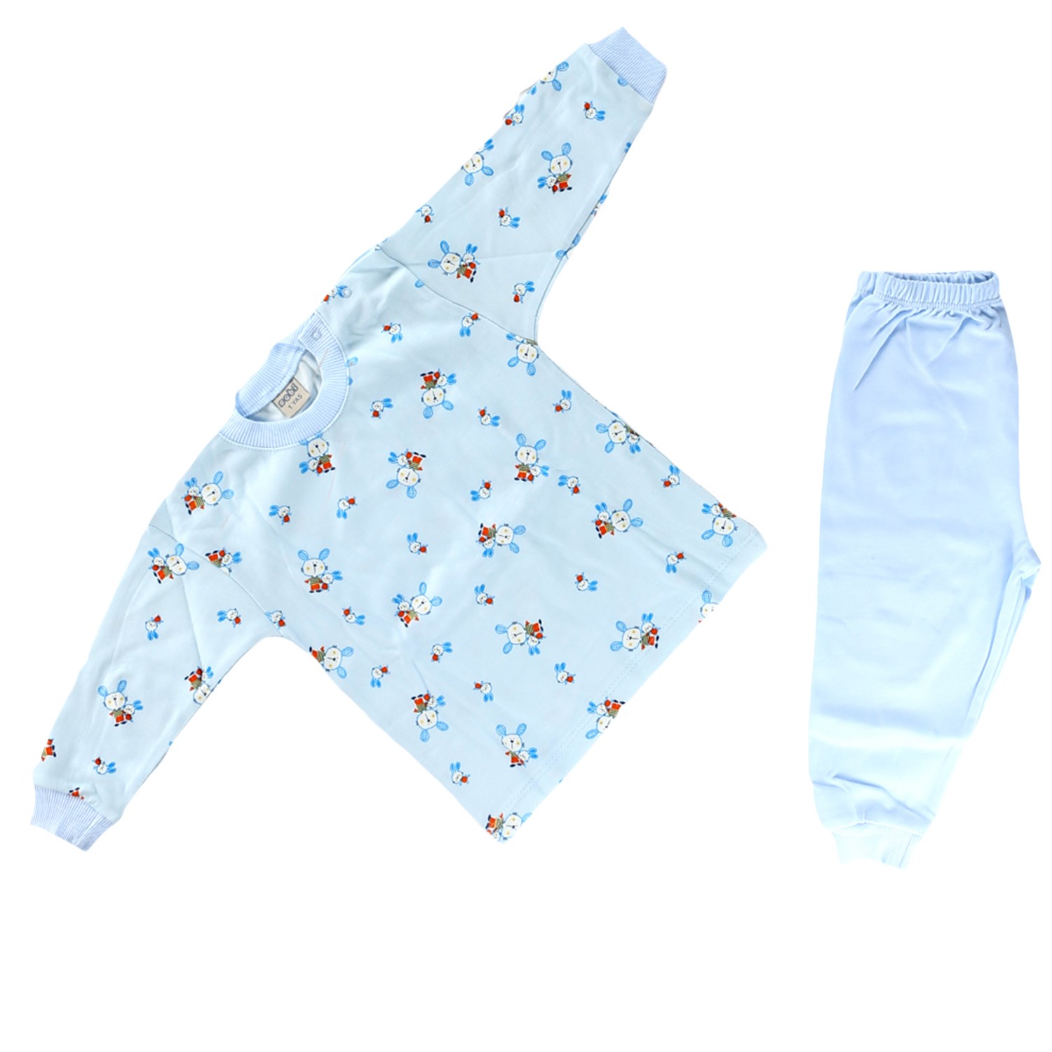 Sebi Bebe Ayı Desenli Pijama Takımı 2239 Mavi