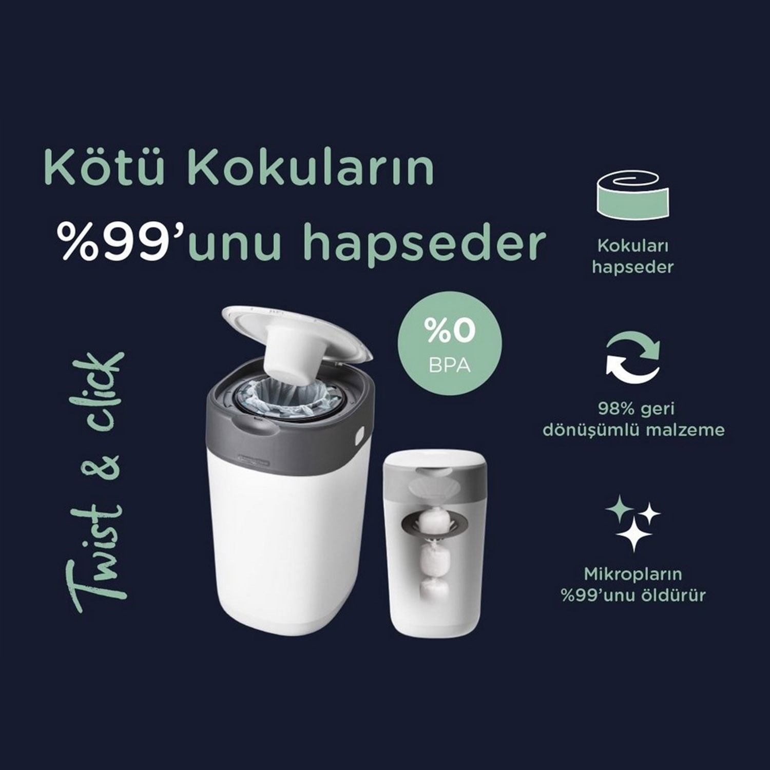 Tommee Tippee Twist & Click Çöp Poşeti (1 Adet) 