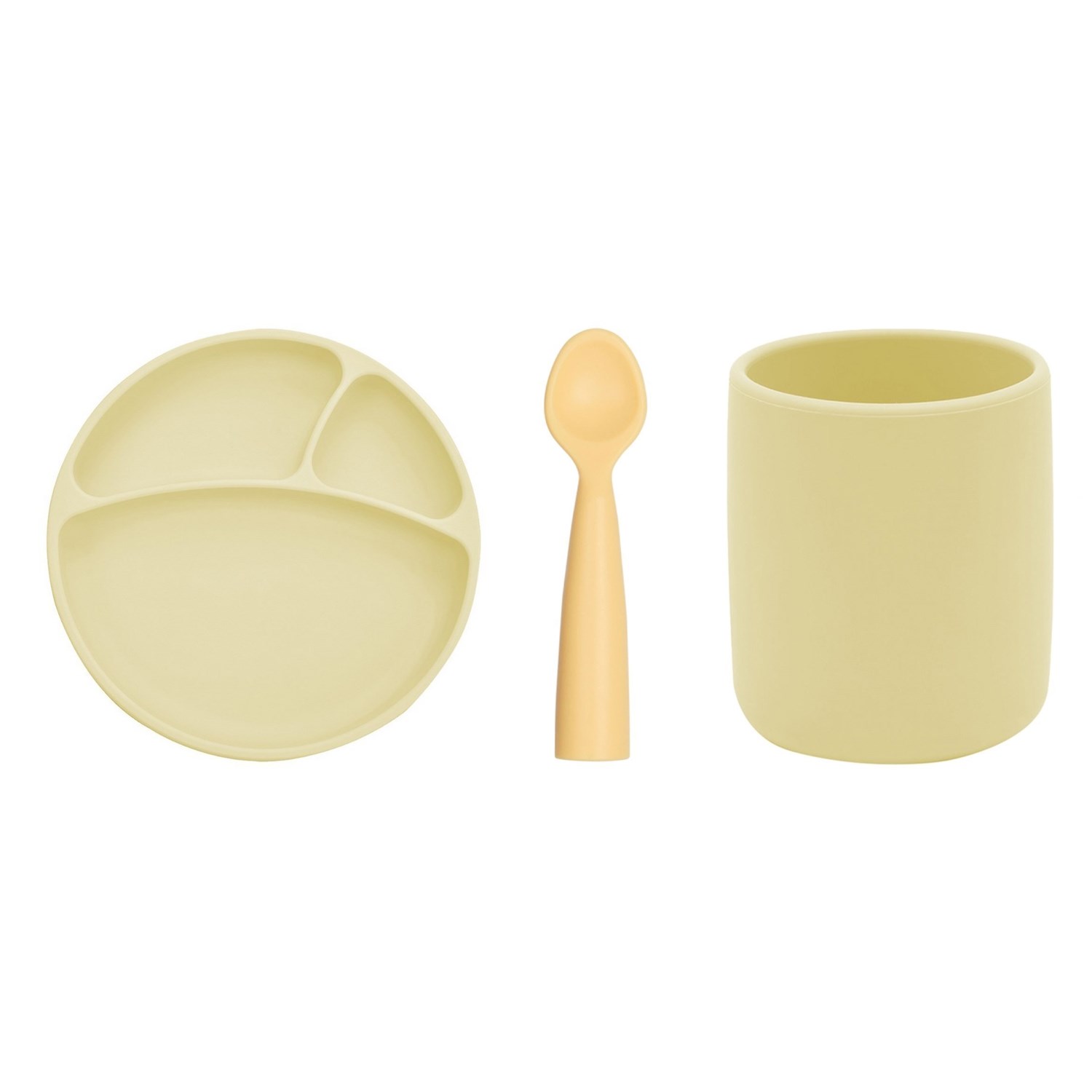 Oioi Porsiyon Tabak+Bardak+Nam Nam Kaşık 3'Lü Set Sarı