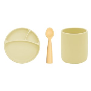 Oioi Porsiyon Tabak+Bardak+Nam Nam Kaşık 3'Lü Set Sarı
