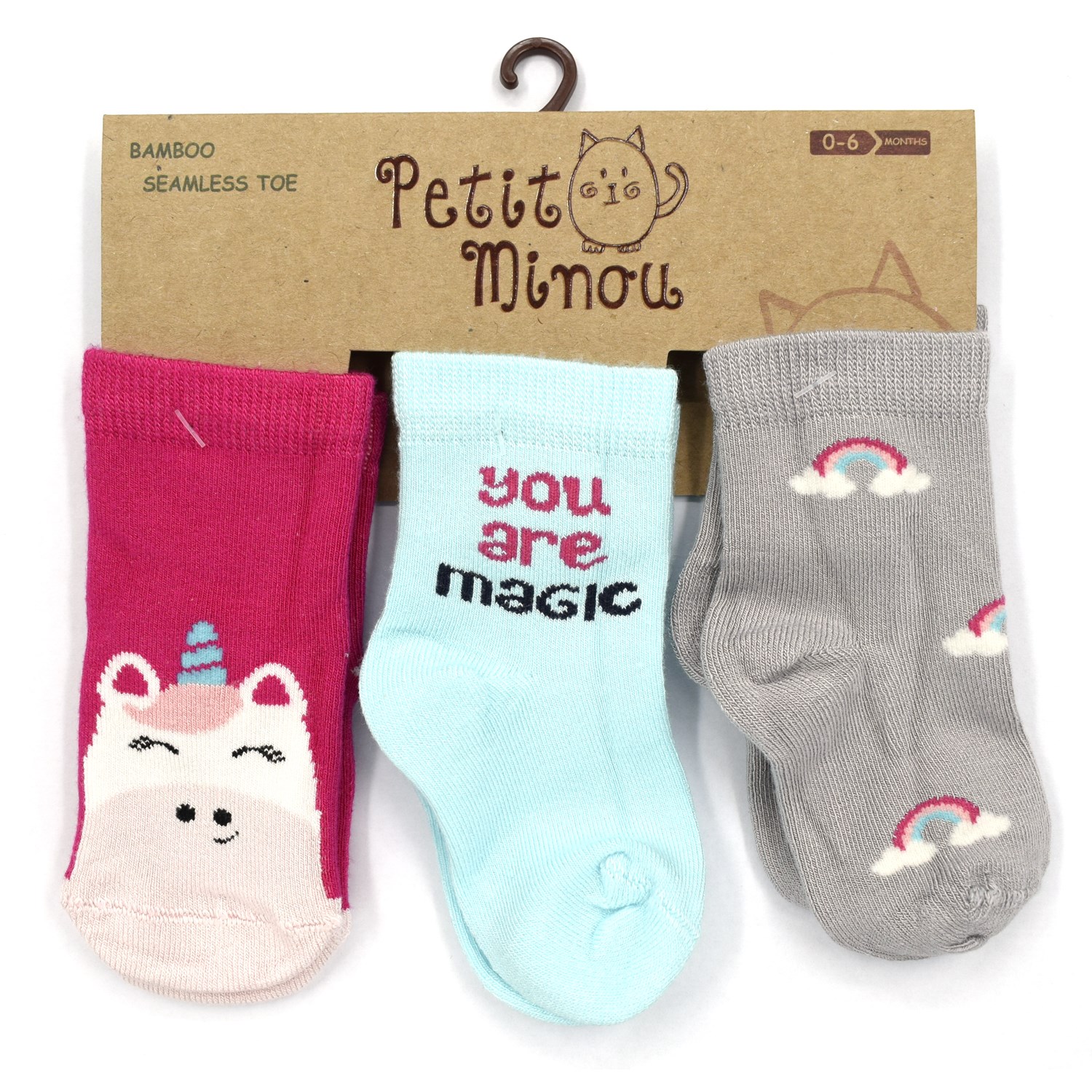 Petit Minou 3'lü ABS Unicorn Bebek Çorabı 2170 Çok Renkli