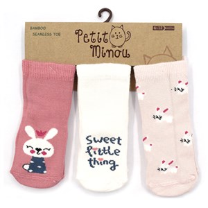 Petit Minou 3'lü Bunny Bebek Çorabı 2173 Çok Renkli
