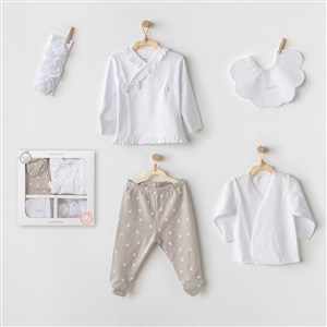 Andywawa Newborn 5'li Bebek Hastane Çıkış Seti AC23660 Beyaz