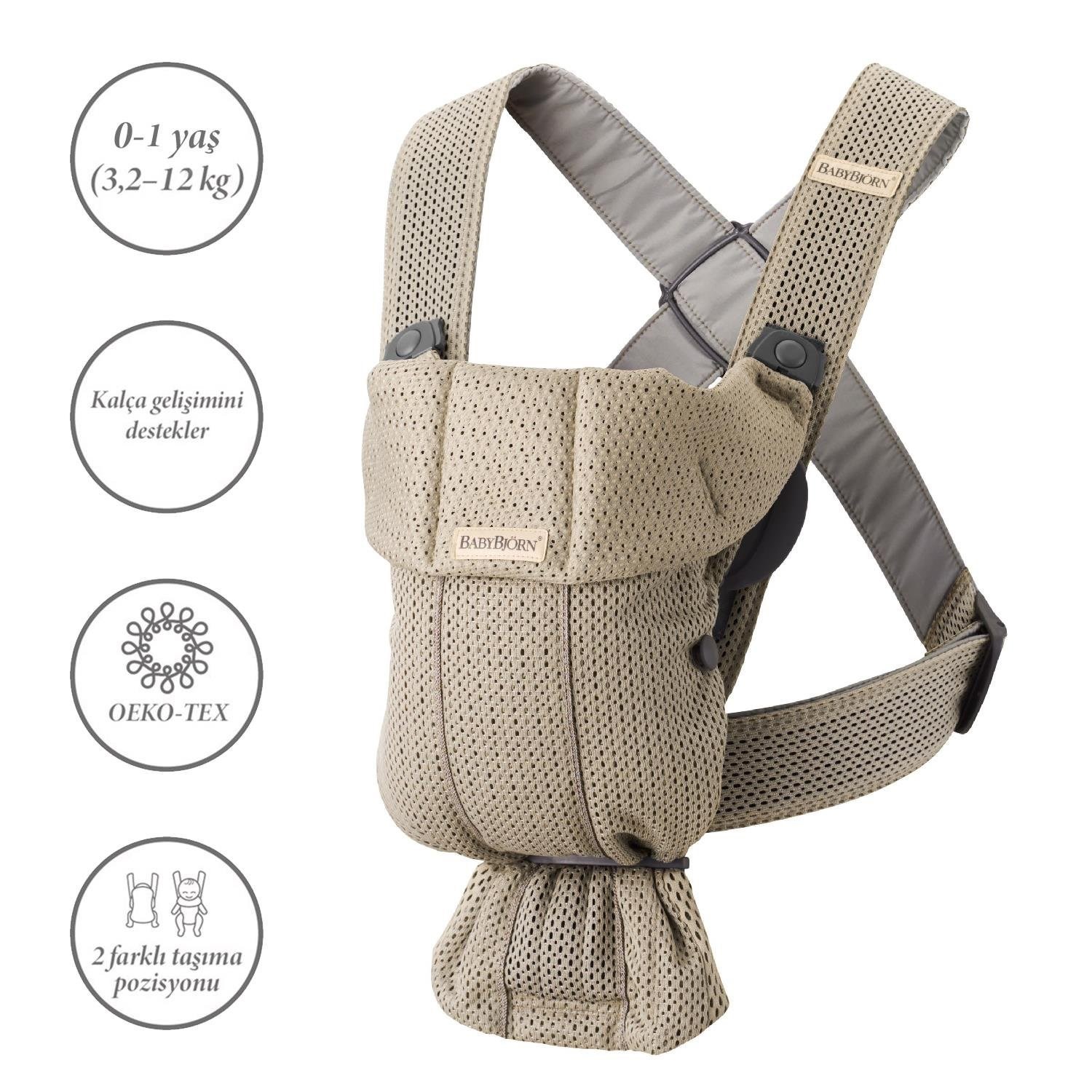 BabyBjörn Kanguru Mini 3D Mesh Grey Beige