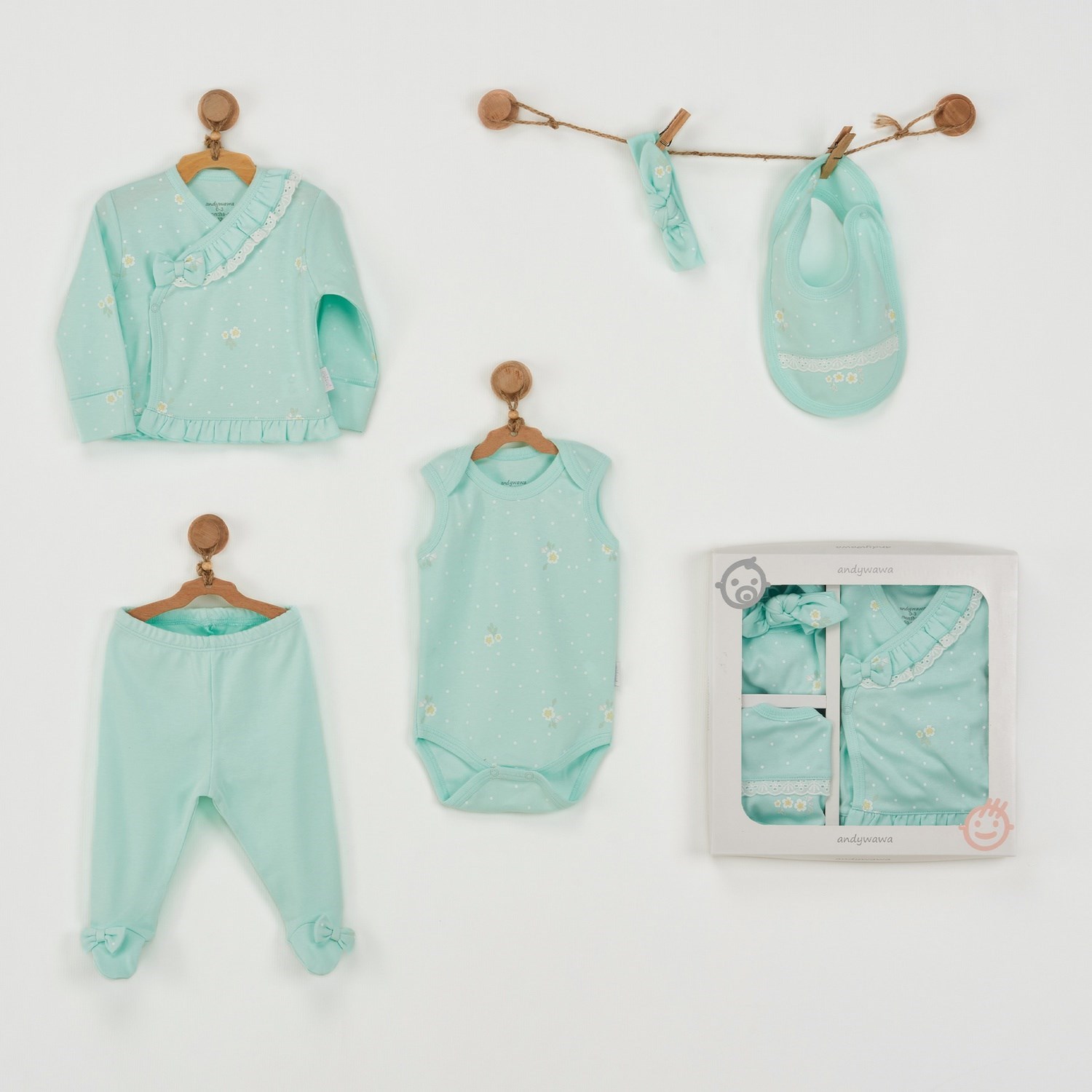 Andywawa Newborn 5'li Bebek Hastane Çıkış Seti AC22800R Mint