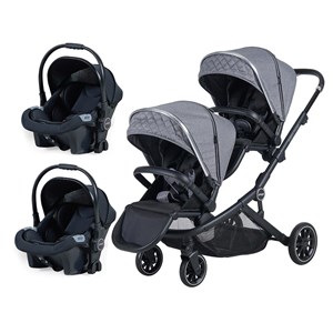 Prego İbiza Plus Travel Sistem İkiz Bebek Arabası 2223 Gri