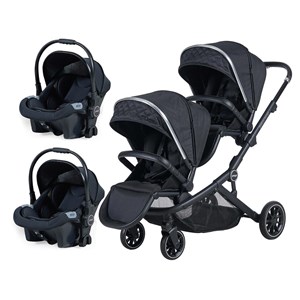 Prego İbiza Plus Travel Sistem İkiz Bebek Arabası 2223 Siyah
