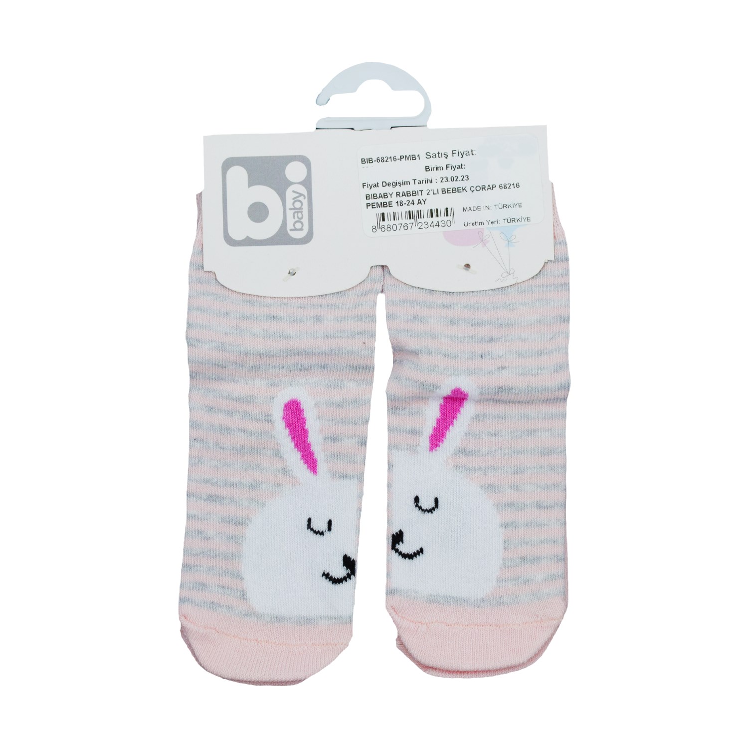 Bibaby Rabbit 2'li Bebek Çorap 68216 Pembe