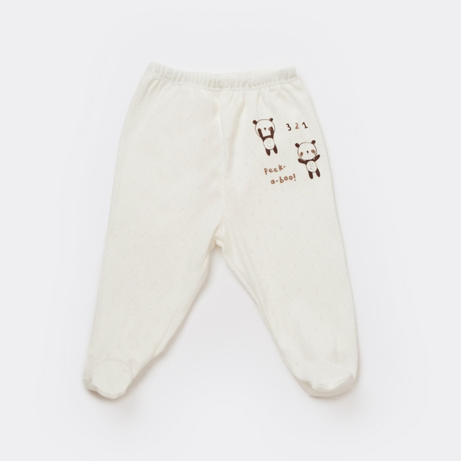Bibaby Happy Pandas Patikli Bebek Pantolonu 57819 Ekru