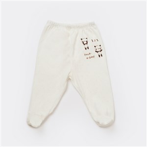Bibaby Happy Pandas Patikli Bebek Pantolonu 57819 Ekru