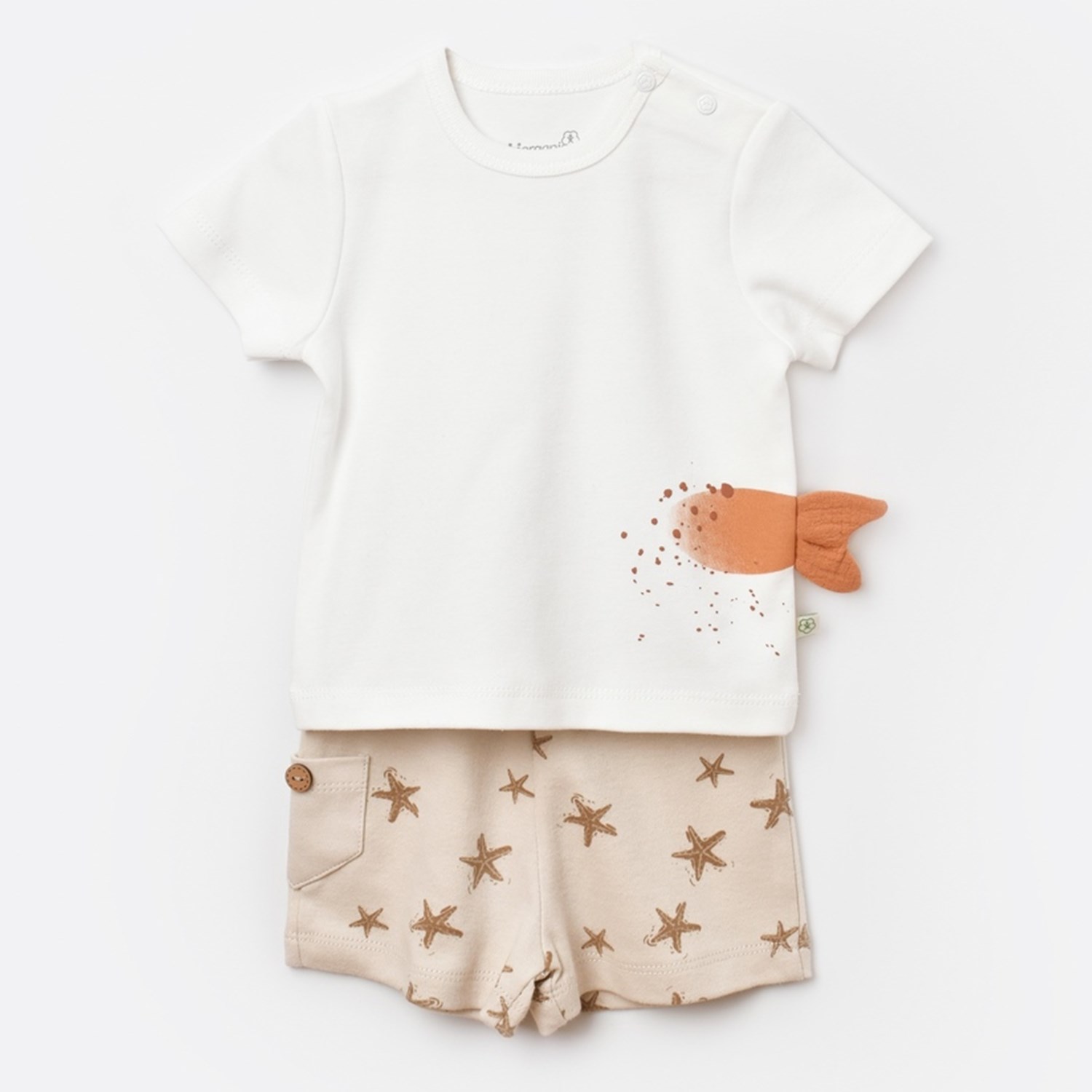 Biorganic Magic Starfish Şortlu 2'li Bebek Takımı 59725 Latte
