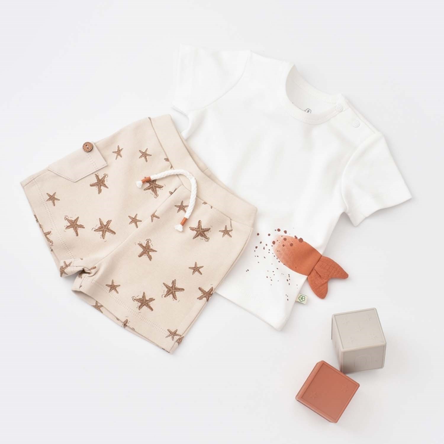 Biorganic Magic Starfish Şortlu 2'li Bebek Takımı 59725 Latte