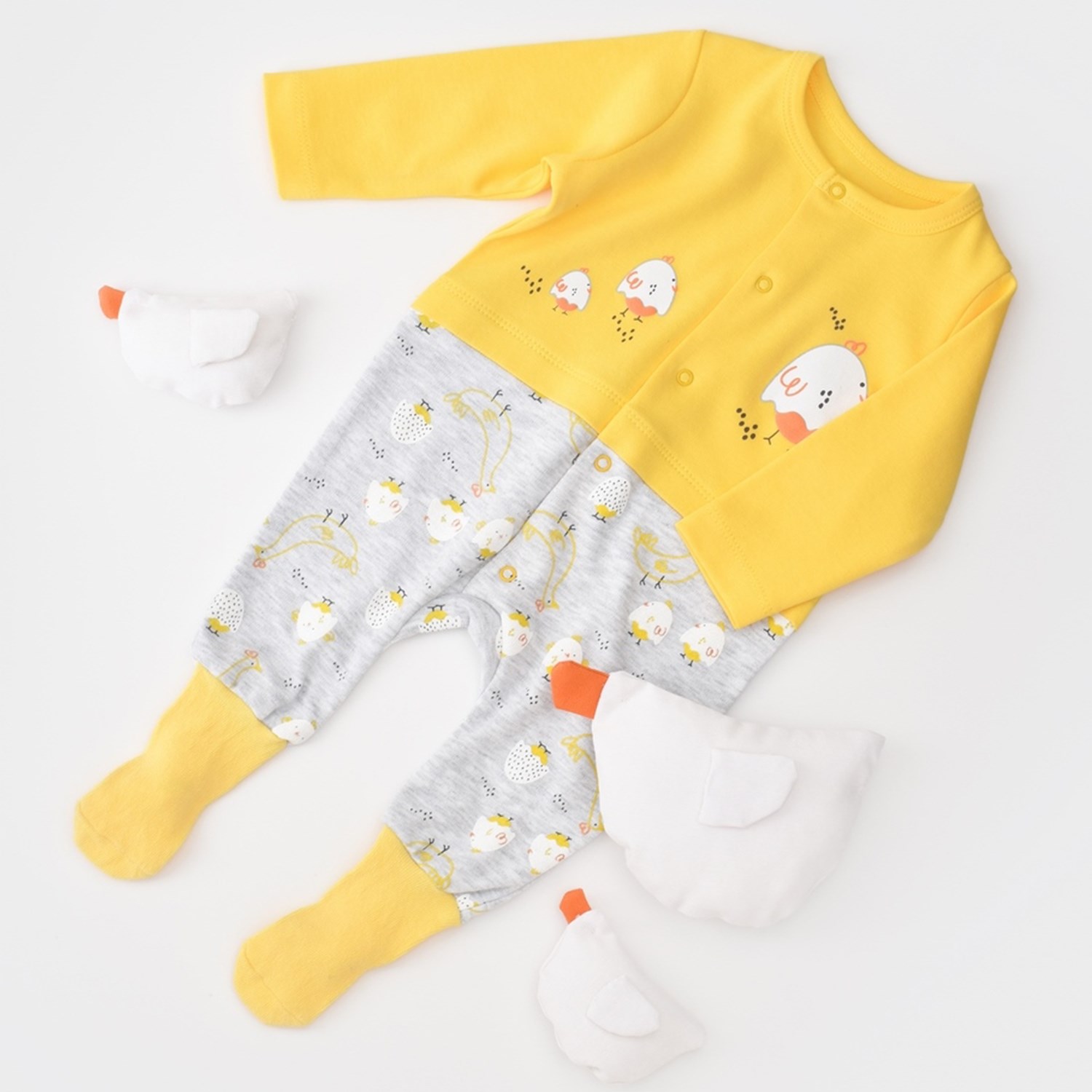 Bibaby Chick And Chick Çoraptolon Bebek Tulumu 60653 Sarı-Karmelanj