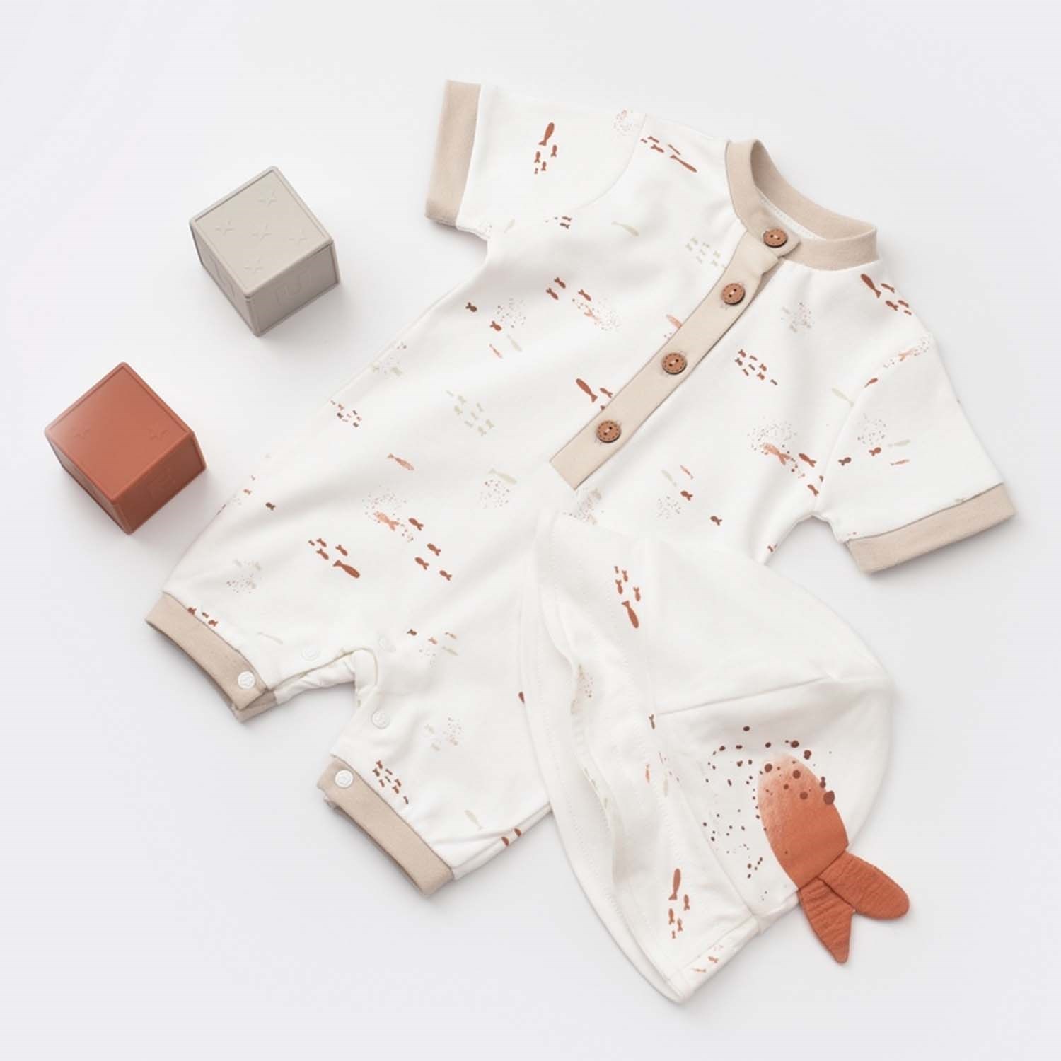 Biorganic Magic Starfish Şortlu Bebek Tulumu 60666 Karamel