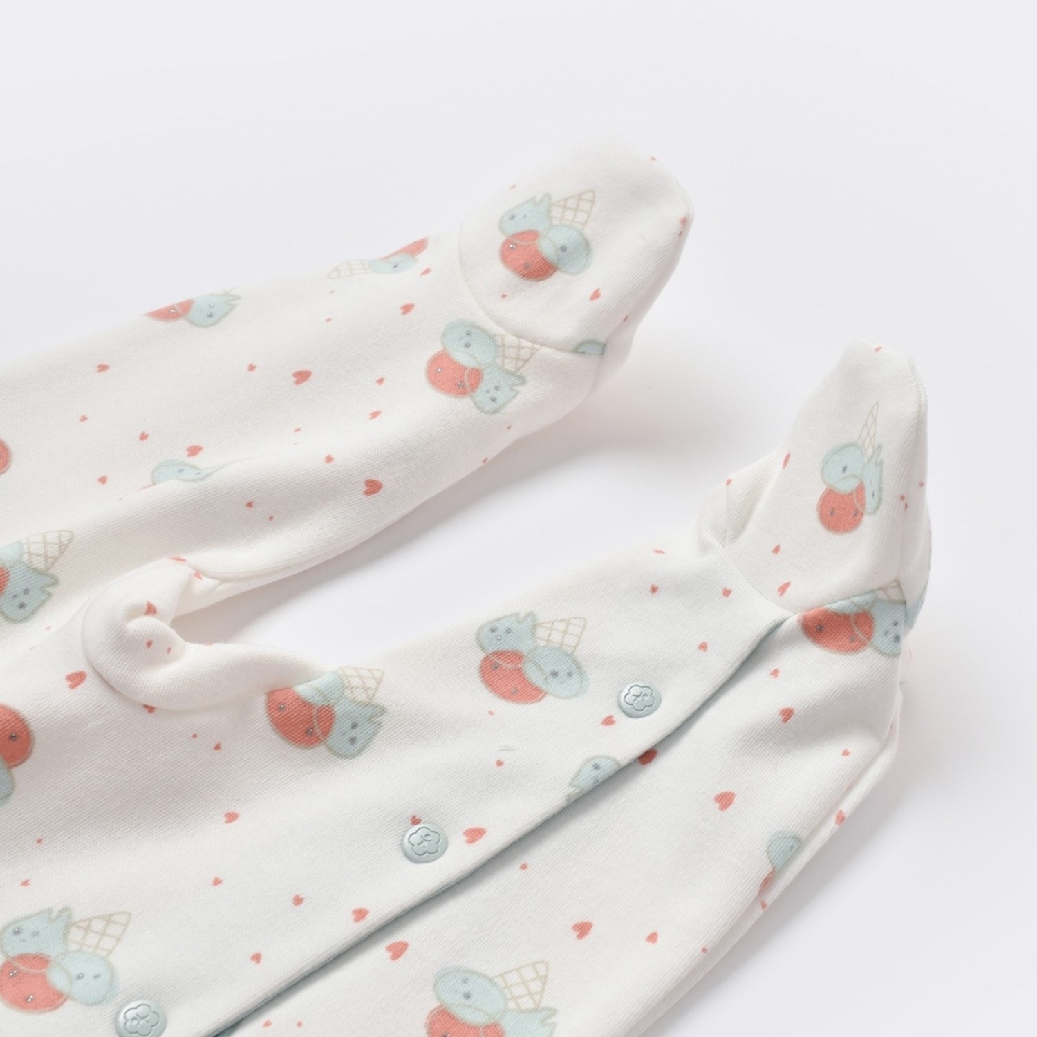 Biorganic Pretty Ears Bunny Bebek Tulumu 60678 Ekru-Mint