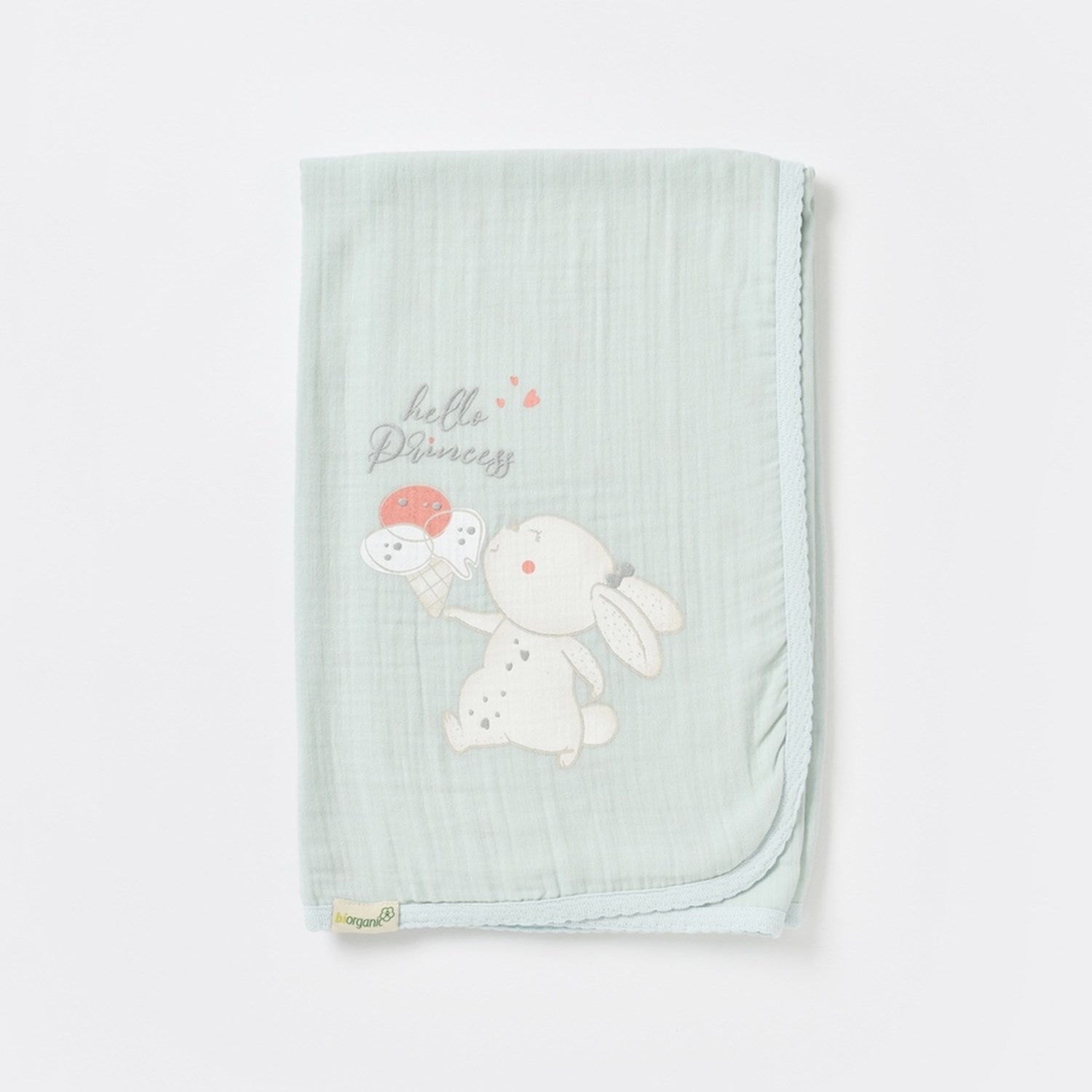 Biorganic Pretty Ears Bunny Battaniye 85x90 Cm 64647 Ekru-Mint